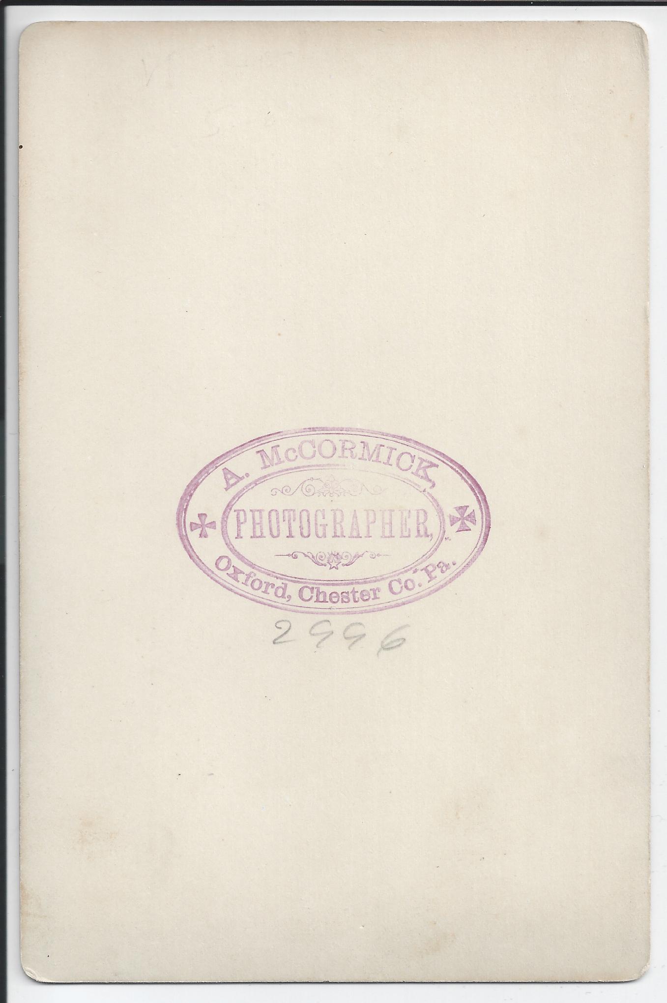 Mccormick Cc Unidentwomanwbackdrop1880s Photo106verso
