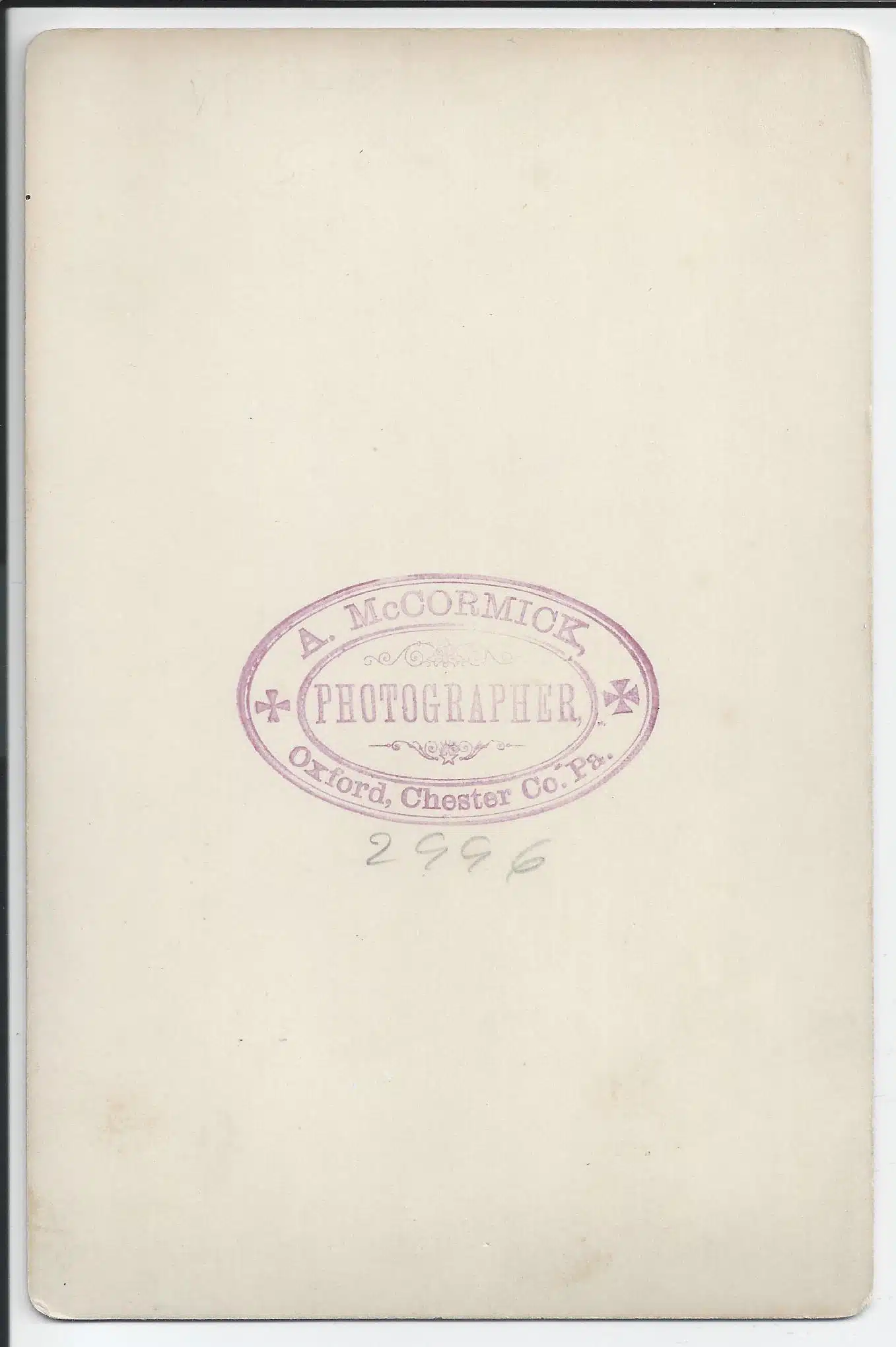 Mccormick Cc Unidentwomanwbackdrop1880s Photo106verso