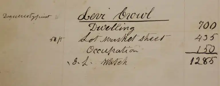 Page from West Chester tax list 1856