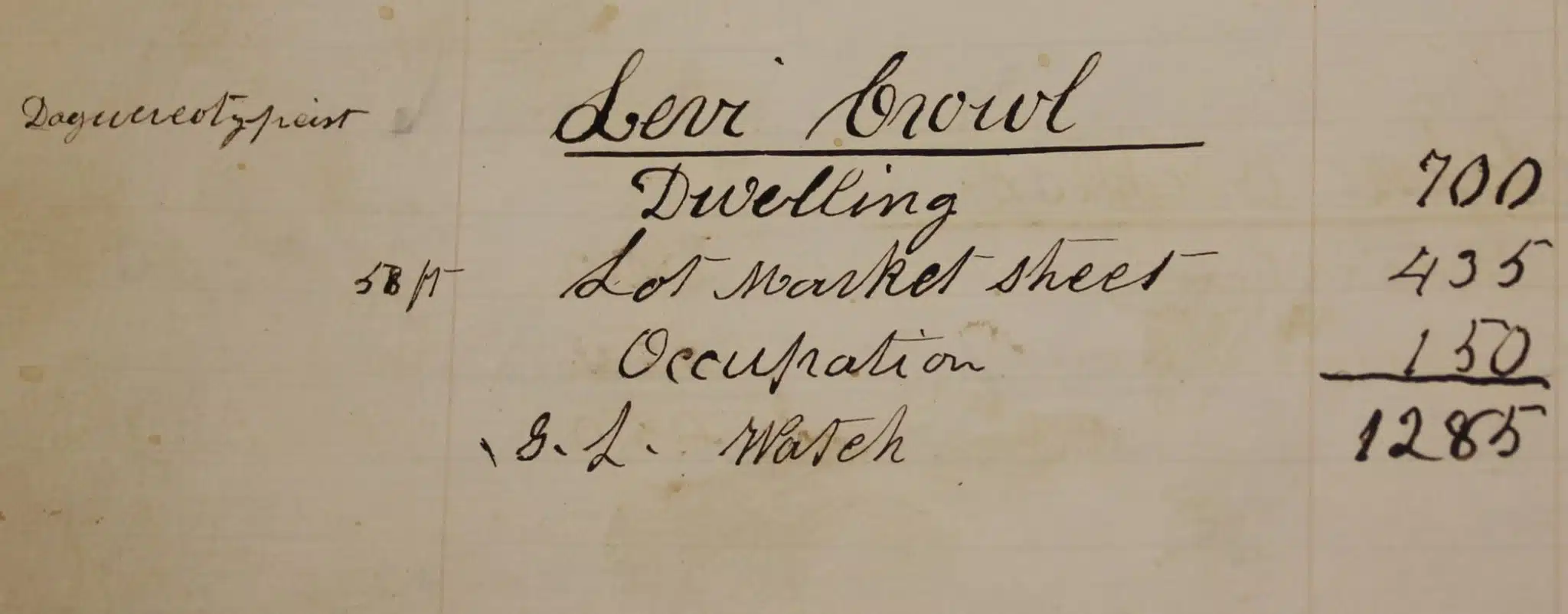 Page from West Chester tax list 1856