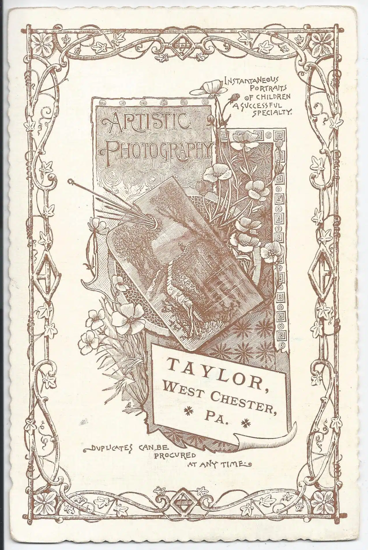 Taylor Studio cabinet card imprint, ca. 1890